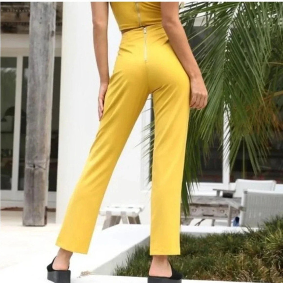 Tiger Mist yellow high waisted Kinsley pants - Picture 2 of 9